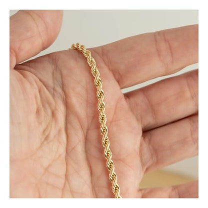 kelistom 18K Gold Silver Tone Rope Link Chain Bracelet for Women Men, 3mm 4mm Braided Rope Chain Bracelets, 7” 7.5” 8.3”, - size: 8.3", style: 4mm-gold