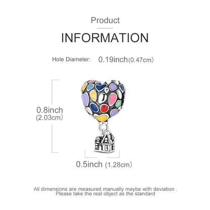 925 Sterling Silver Charms for Bracelets and Necklaces Beads Jewelry Charms for Women - color: Heart Hot Air Balloon House Charm