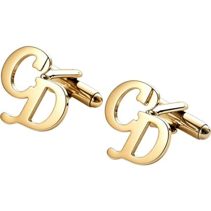 Custom Men’s Cufflinks - Personalized Cuff Links Initials/Names/Dates - 18K Gold Plated 304 Stainless Steel - Ideal Father’s Day & Christmas Gift for Men - style: Style 6