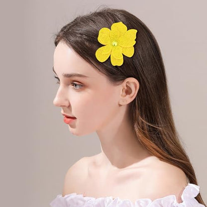 3.74 Inches Rhinestone Camellia Flower Brooch Pins & Hair Clips for Women Elegant Created Crystal Lapel Pin Brooches Wedding Party - color: Yellow
