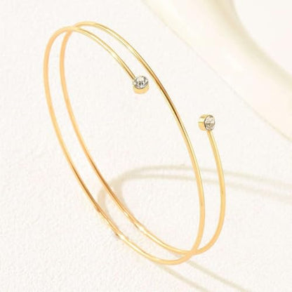 Todenb Upper Arm Cuff for Women Minimalist Adjustable Arm Band Gold Silver Arm Cuff Multi-Layer Arm Bracelet Upper Arm Jewelry - color: Gold Zircon