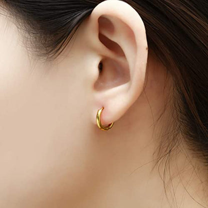 Surgical Stainless Steel Hoop Earrings 8mm/10mm/12mm Small Huggie Hoop Earrings for Women and Men - color: A: Diameter 8mm (4 Color),4 Pairs