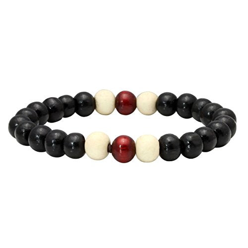 Eigso 6-8mm Wood Beads Bracelet Prayer Beads for Meditation Buddha Tibetan Bracelet for Men and Women - color: D:3 PCS