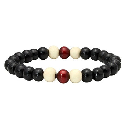 Eigso 6-8mm Wood Beads Bracelet Prayer Beads for Meditation Buddha Tibetan Bracelet for Men and Women - color: D:3 PCS