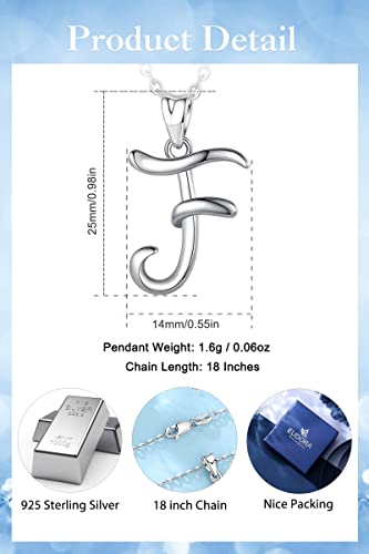 EUDORA Sterling Silver Initial Necklaces for Women, Classic 26 Letter Neckless Gifts for Girls, Sister, Mother Daughter, 18 inch Chain - style: F