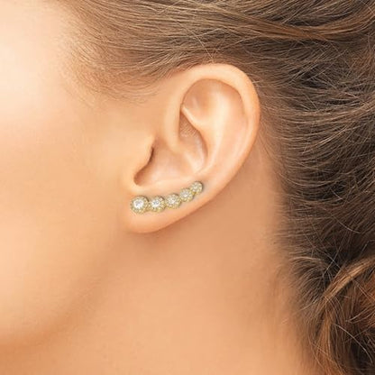 10k Yellow Gold Polished Cubic Zirconia Ear Climbers Earrings