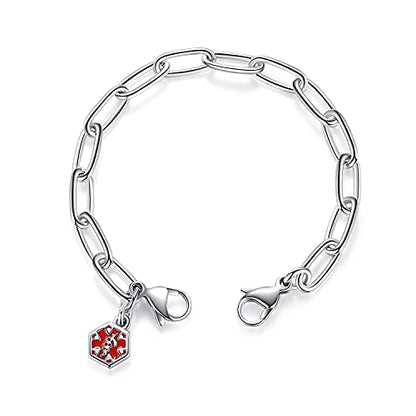 mnmoom lnterchangeable Medical Alert Bracelets-Stainless Steel Chain with lobster clasps-Just Chain - color: A Chain with medical id charm