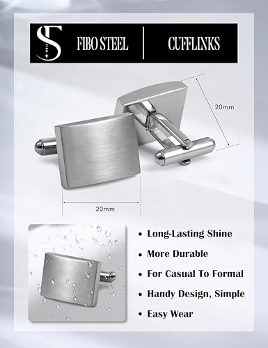 FIBO STEEL Stainless Steel Cufflinks for Men Tuxedo Cufflinks and Studs for Wedding, Business, Formal Events Classic Custom Cuff Links for Men - style: white: 1 pairs