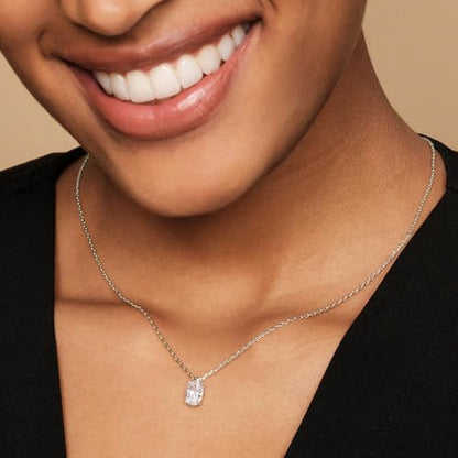 PAVOI 14K Gold Plated Cubic Zirconia Diamond Pendant Necklace for Women | Adjustable Slider - style: Oval