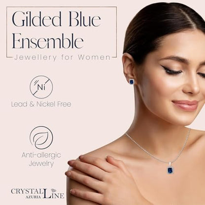 Jewelry Sets for Women Costume Jewelry Sets Wedding Jewelry Set with Necklace and Earring for Bride Bridesmaid Jewelry - color: Blue