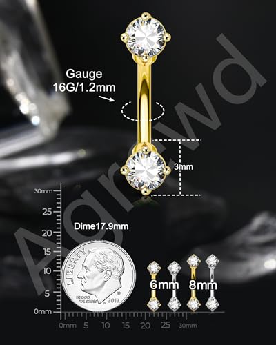 Minimalist Rook Earrings 16G Rook Jewelry Stainless Steel Eyebrow Piercing Jewelry 6/8MM Lobe Earrings - color: YG-6MM