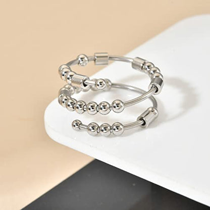 Morse Code Rings for Women, Stainless Steel Spinner Ring Fidget Rings for Anxiety Ring Morse Code Rings Inspirational Gifts Jewelry Women Birthday Graduation Gifts for Best Friends - style: 20 B*dass bestie
