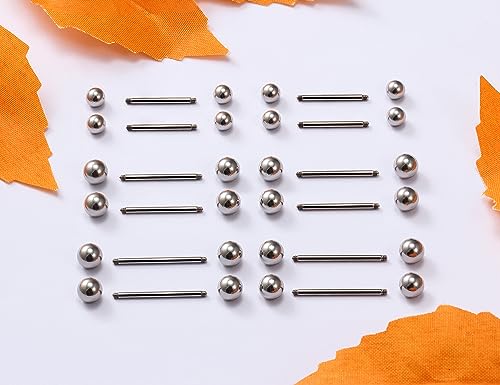 16G 14G Surgical Steel Shiny Ball Nipple Tongue Shield Ring Barbell Body Piercing Jewelry Retainer 12-16mm 12PCS - style: 12PCS - 16G Silver