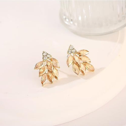 Rhinestone Stud Earrings for Women Small Dainty Crystal Cluster Drop Earrings for Girls Cute Costume Jewelry for Bridal Wedding Party Gift - color: Champagne