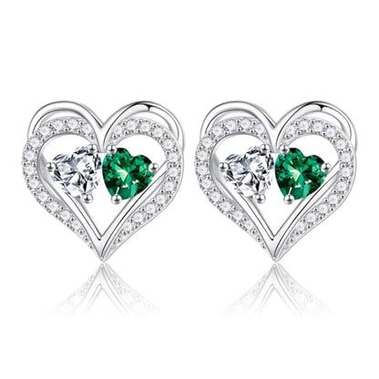 Heart Earrings for Women - Birthstone Earrings | 925 Sterling Silver, Stud Earrings, Gift Box Packaging, Anniversary Birthday Gifts for Women Wife Girlfriend Mom - color: 04-05-Apr-May Birthstone
