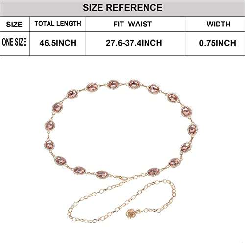 ILuvatar Green Glass Diamond Chain Belt - Metal Women's Western Style Dress Belt - color: Pink-s1
