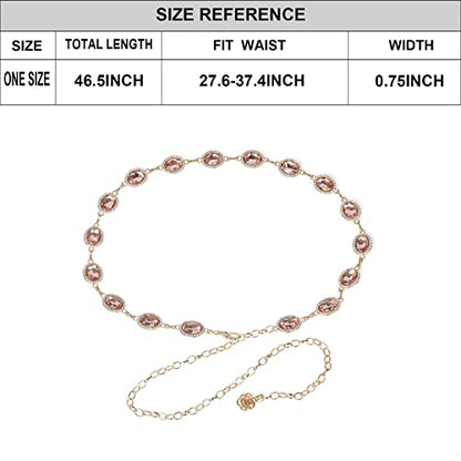 ILuvatar Green Glass Diamond Chain Belt - Metal Women's Western Style Dress Belt - color: Pink-s1