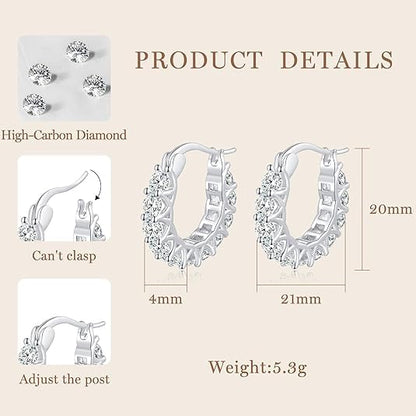 2 Pairs Gold/Silver Hoop Earrings For Women Set Trendy,14K Plated Gold Chunky Huggie Hoop Earings Pack,Oval Twisted Statement Silver Hoops,Fashion Jewelry Gift - color: B2 20mm big CZ hoops set