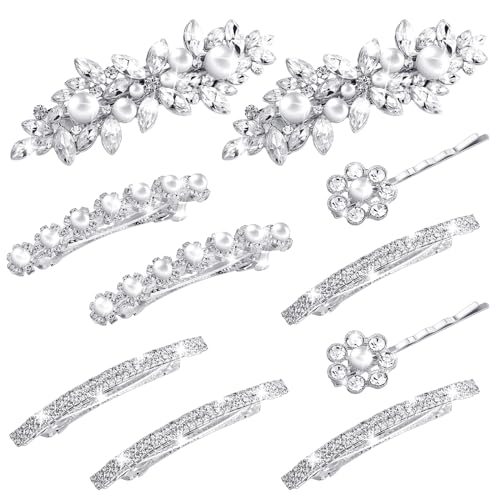 Janinka Rhinestone Hair Accessories for Wedding: Bridal Hair Pins, Crystal Bobby Pins, Silver Hairpin Barrettes, and Elegant Leaf Flower Accents for Women and Girls - color: Flower Style