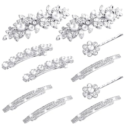 Janinka Rhinestone Hair Accessories for Wedding: Bridal Hair Pins, Crystal Bobby Pins, Silver Hairpin Barrettes, and Elegant Leaf Flower Accents for Women and Girls - color: Flower Style