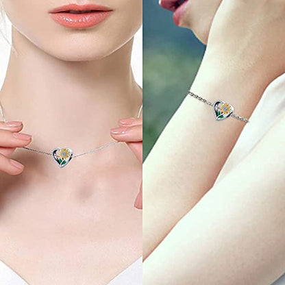 LNQOBU 925 Sterling Silver Charms for Bracelets Dangle Pendant fit Pandora Bracelets or Necklaces Jewelry Woman Gift Beads Charm (With one Spacer Beads) - style: A-Love hearts with floral bead charms