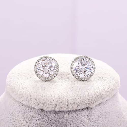 YOQUCOL Bright 8MM,10MM Cubic Zirconia Crystal Stud Earrings Round Pierced Earrings For Women - color: 10MM-White