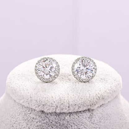 YOQUCOL Bright 8MM,10MM Cubic Zirconia Crystal Stud Earrings Round Pierced Earrings For Women - color: 10MM-White
