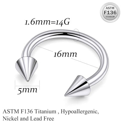Ruifan 20G 18G 16G 14G 12G Horseshoe Nose Ring Titanium Septum Rings Piercing Jewelry Cartilage Conch Helix Rook Lip Tragus Earring Hoop Eyebrow Retainer For Women Men 6mm 8mm 10mm 12mm 14mm 16mm 19mm - size: Spike: 14G - 16MM