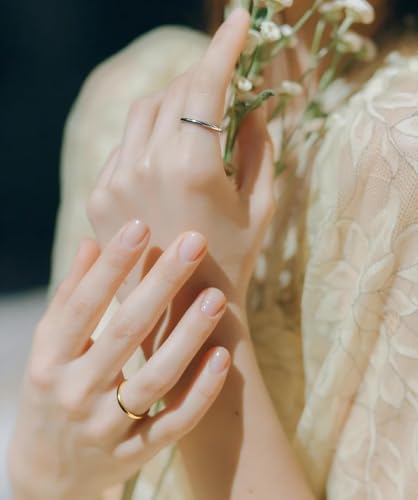 Women Stainless Steel Solitaire Stackable Ring Non Tarnish - color: Gold + Silver, size: 5.5