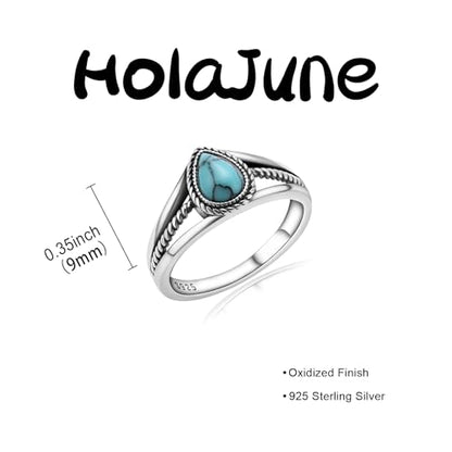 Boho Turquoise Ring for Women Sterling Silver Western Style Statement Ring Bohemian Jewelry Gifts - style: Turquoise-B