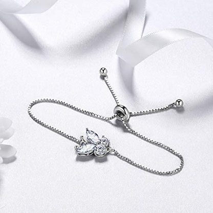 Aurora Tears Butterfly Jewelry,Women 925 Sterling Silver Butterflies Birthstone Pendant Necklace/Earrings/Rings Wedding Gift - color: D.April-set 3