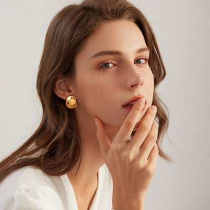 MUYAN Dainty Chunky Clip On Earrings for Women Multiple Styles Gold Silver Retro Clip Earrings - color: Gold