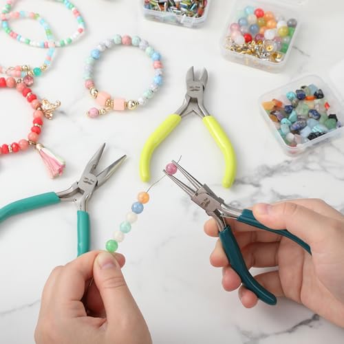 Mr. Pen- Pliers for Jewelry Making, 3 Pack, Chain Nose | Round Nose Pliers Set and Wire Cutter for Beading, Wire Wrapping, Jump Rings, Jewelry Repair, Crafting, DIY - color: Shades of Green