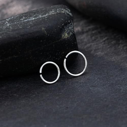 14K Gold Nose Ring Hoop for Women and Men, 6mm/7mm/8mm Tiny Gold Nose Ring Stud Piercing Jewelry, 20G 22G - color: 14k White Gold, size: 20 gauge(0.8mm)-6mm