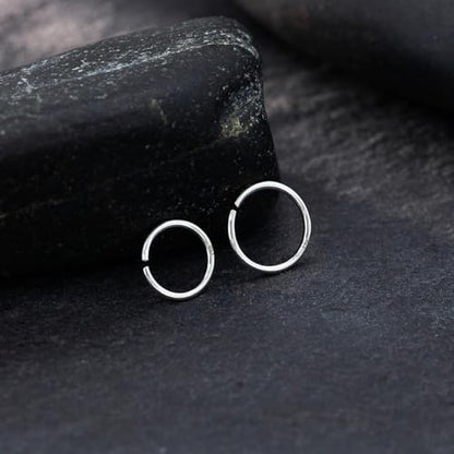 14K Gold Nose Ring Hoop for Women and Men, 6mm/7mm/8mm Tiny Gold Nose Ring Stud Piercing Jewelry, 20G 22G - color: 14k White Gold, size: 20 gauge(0.8mm)-6mm