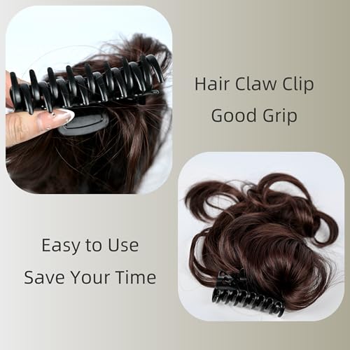 11'' Curly Claw Clip On Ponytail Heat Resistant Hair Extensions Synthetic Long Pony Tail Hairpiece For Women Daily Party - color: Chocolate Brown