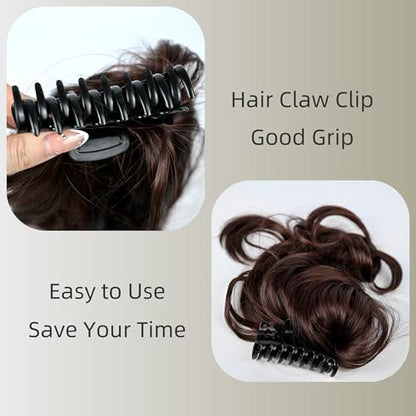 11'' Curly Claw Clip On Ponytail Heat Resistant Hair Extensions Synthetic Long Pony Tail Hairpiece For Women Daily Party - color: Chocolate Brown
