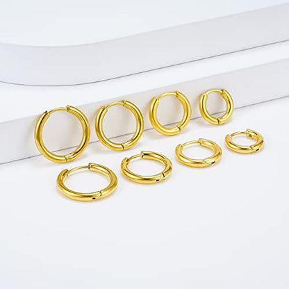 Titanium Huggie Hoop Earrings Hypoallergenic Nickel Free Hinged Sleeper Earrings for Sensitive Skin Cartilage Helix Lobes - style: Huggie 10mm gold
