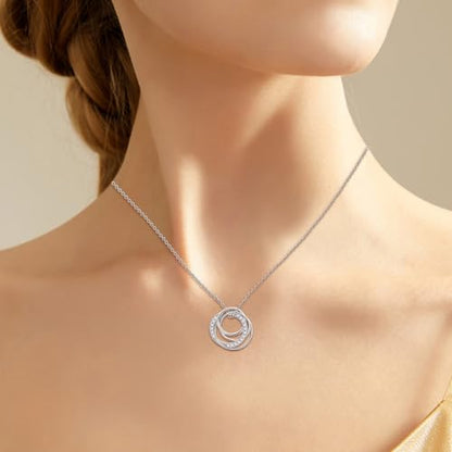 Sterling Silver Pendant Necklace Charms Hypoallergenic Fashion Jewelry Dainty Valentines Day Birthday Gift for Women - style: Circle