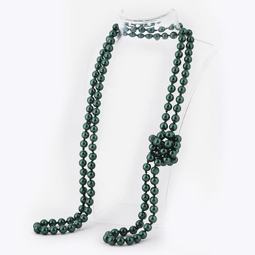 BABEYOND Long Pearl Necklace Faux Pearls Necklace Set Beaded Long Pearls Necklace 1920s Gatsby Costume Jewelry - color: Dark Green