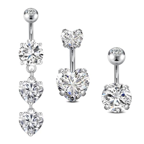 VCMART Belly Button Ring Short Bar Belly Ring Short Belly Button Rings Surgical Steel 6mm Belly Rings for Women Small Belly Button Piercing Navel Rings Piercing Jewelry - color: A3 -silver