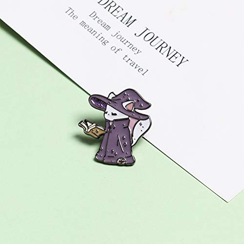 Cute Enamel Lapel Pins Set Cartoon Animal Plant Floral Fruits Foods Brooches Pin Badges for Clothing Bags Backpacks Jackets Hat DIY - color: Pumpkin Witch