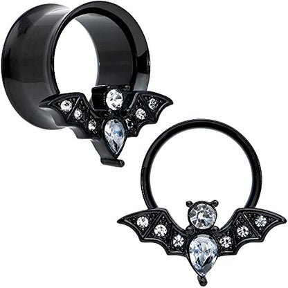 Body Candy Womens 2Pc PVD Stainless Steel Bat Double Flare Tunnel Plug Earring Ear Plug Gauges Set of 2 - style: 14mm (9/16")
