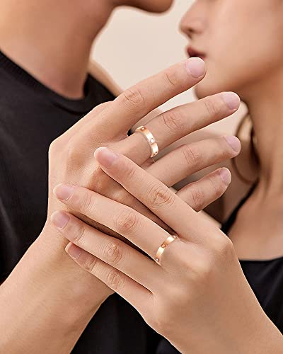 3PCS Love Friendship Ring Gold Ring Sets for Women Stainless Steel Wedding Statement Thumb Ring 18K Gold Silver Rose Plated Cubic Zirconia Rings Jewelry Gifts for Her - color: Rose Gold