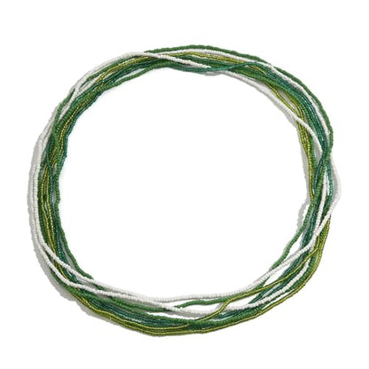 8Pcs Colorful Beads Waist Chain Sets Summer Beach Multi-layered Beaded Belly Chain Sexy Bikini Elastic Adjustable Waist Body Chain Beads Body Accessories Jewelry for Women - style: Green