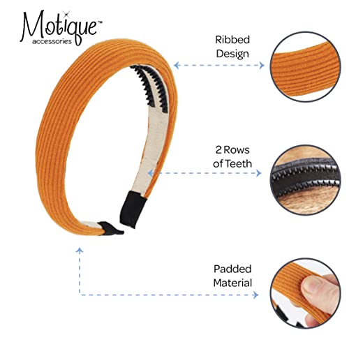 1 Inch Ribbed Cotton Padded Headband - Camel - color: Camel
