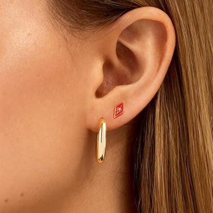 Square Stud Earrings for Women Boho Starburst Screw Back Earrings Geometric Flatback Cartilage Helix Earring 14K Gold Plated Hypoallergenic Jewelry Accessories for Party Outfits Trendy Jewelry Gifts - color: A-boho earrings