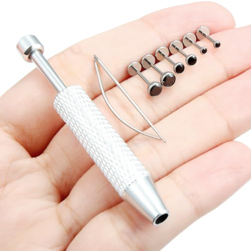 Jenxnjsjo F136 Titanium 20/18/16g Earrings Nose Lip Rings Studs Labret Medusa Tragus Helix Conch Cartilage Piercing Jewelry for Women - color: Black, size: 20g