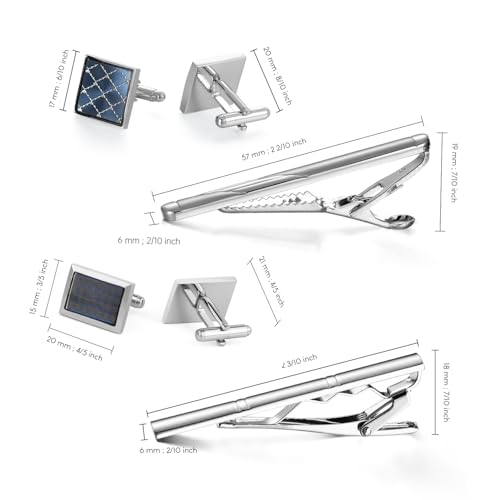 wynameleri Cufflink and Tie Clip Set for Men, 12 PCS Necktie Bars and Cuff Links Formal Business Dress Shirts Buttons Case Packed - color: B0408040