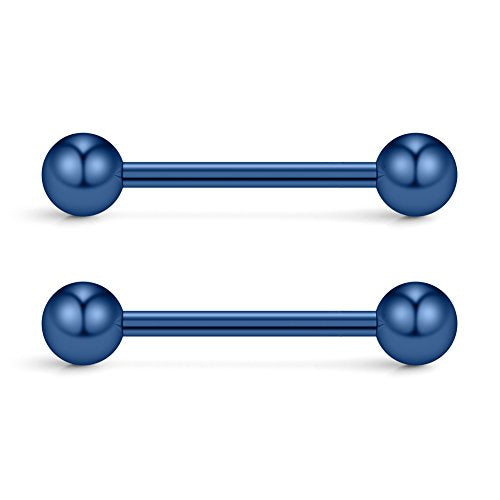316L Stainless Steel Nipple Shield Barbell Ring Bar Body Piercing 14G - style: Blue(1pair)